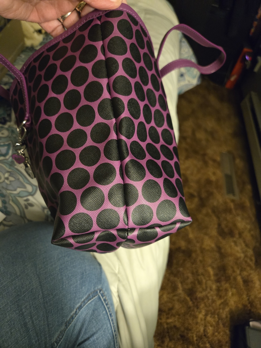 Michael Kors Purple Polka Dot Tote Bag - Picture 9 of 12